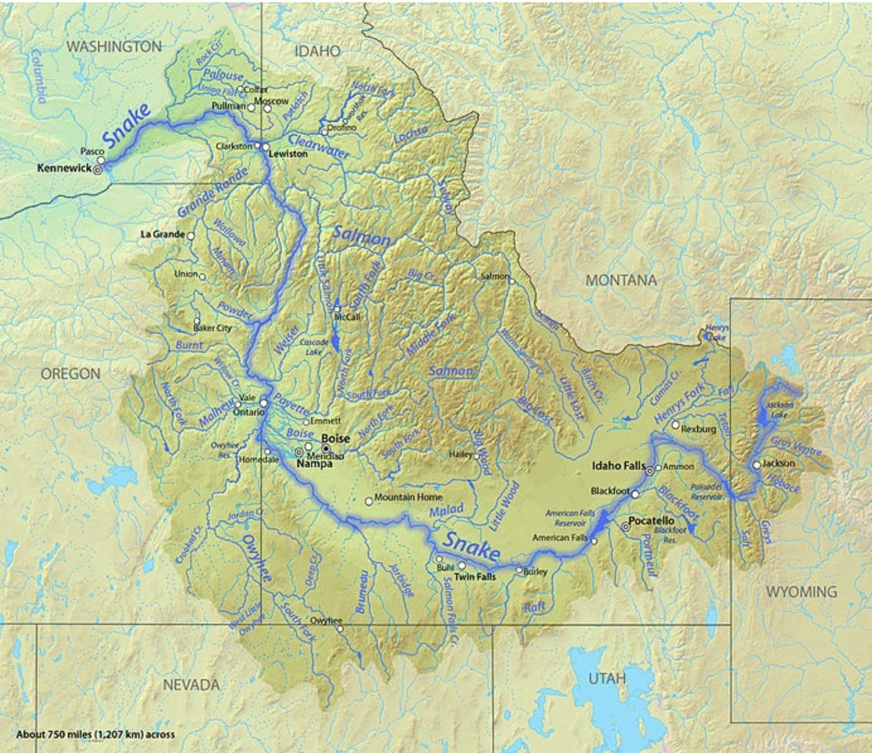 Map of Snake River Watershd